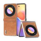 For ZTE nubia Flip ABEEL Frosted Transparent Frame Hinge Two-color Calf Texture PU Phone Case(Brown) - 1