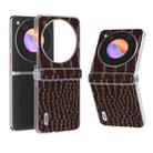 For ZTE nubia Flip ABEEL Frosted Transparent Frame Genuine Leather Crocodile Pattern Phone Case(Coffee) - 1