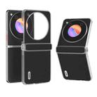 For ZTE nubia Flip ABEEL Frosted Transparent Frame Hinge Genuine Leather Wave Phone Case(Black) - 1