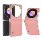 For ZTE nubia Flip ABEEL Frosted Transparent Frame Hinge Genuine Leather Wave Phone Case(Pink) - 1