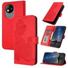 For ZTE Blade A35 Lite Datura Flower Embossed Flip Leather Phone Case(Red) - 1