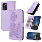 For ZTE Blade A72 Datura Flower Embossed Flip Leather Phone Case(Purple) - 1