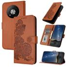 For ZTE Blade A73 5G Datura Flower Embossed Flip Leather Phone Case(Brown) - 1