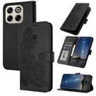 For ZTE Blade V70 Datura Flower Embossed Flip Leather Phone Case(Black) - 1
