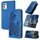 For ZTE Libero 5G III Datura Flower Embossed Flip Leather Phone Case(Blue) - 1