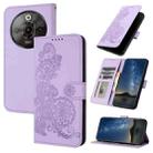 For ZTE nubia Focus Pro Datura Flower Embossed Flip Leather Phone Case(Purple) - 1