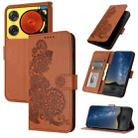 For ZTE nubia Music 2 Datura Flower Embossed Flip Leather Phone Case(Brown) - 1