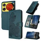 For ZTE nubia Music 2 Datura Flower Embossed Flip Leather Phone Case(Dark Green) - 1