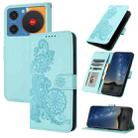 For ZTE nubia Music Datura Flower Embossed Flip Leather Phone Case(Light Blue) - 1