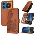 For ZTE nubia Music Datura Flower Embossed Flip Leather Phone Case(Brown) - 1