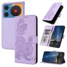 For ZTE nubia Music Datura Flower Embossed Flip Leather Phone Case(Purple) - 1
