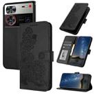For ZTE nubia Z60 Ultra Datura Flower Embossed Flip Leather Phone Case(Black) - 1