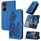 For ZTE Voyage 40 Datura Flower Embossed Flip Leather Phone Case(Blue) - 1