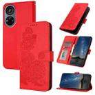 For ZTE Voyage 40 Datura Flower Embossed Flip Leather Phone Case(Red) - 1