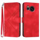 For Sharp Aquos sense8/SHC11/SH-54D Line Pattern Skin Feel Leather Phone Case(Red) - 1
