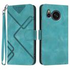 For Sharp Aquos sense8/SHC11/SH-54D Line Pattern Skin Feel Leather Phone Case(Light Blue) - 1