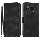 For Sharp Aquos sense8/SHC11/SH-54D Line Pattern Skin Feel Leather Phone Case(Black) - 1