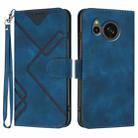 For Sharp Aquos sense8/SHC11/SH-54D Line Pattern Skin Feel Leather Phone Case(Royal Blue) - 1