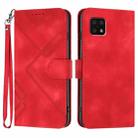 For Sharp Aquos Sense 6/Aquos Sense6s Line Pattern Skin Feel Leather Phone Case(Red) - 1