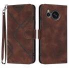 For Sharp Aquos sense7/SH-53C/SHG10 Line Pattern Skin Feel Leather Phone Case(Coffee) - 1