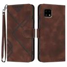 For Sharp Aquos sense4 4G/5G/Sense4 Lite Line Pattern Skin Feel Leather Phone Case(Coffee) - 1