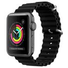 For Apple Watch Series 3 42mm ZGA Ocean Silicone Watch Band(Black) - 1