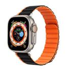 For Apple Watch SE 2023 44mm ZGA Two Color Magnetic Silicone Watch Band(Black+Orange) - 1