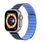 For Apple Watch SE 2023 44mm ZGA Two Color Magnetic Silicone Watch Band(Dark Blue+Light Blue) - 1