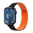 For Apple Watch Series 9 45mm ZGA Two Color Magnetic Silicone Watch Band(Black+Orange) - 1