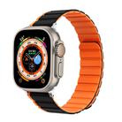 For Apple Watch Ultra 49mm ZGA Two Color Magnetic Silicone Watch Band(Black+Orange) - 1