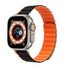 For Apple Watch Series 7 45mm ZGA Two Color Magnetic Silicone Watch Band(Black+Orange) - 1