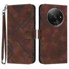 For Xiaomi Redmi A3 Line Pattern Skin Feel Leather Phone Case(Coffee) - 1