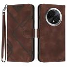 For Xiaomi Redmi A3 Pro Line Pattern Skin Feel Leather Phone Case(Coffee) - 1