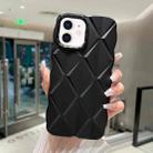For iPhone 11 Metallic Paint Diamond Lattice Skin Feel Full Coverage Shockproof Phone Case(Black) - 1