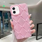 For iPhone 12 Metallic Paint Diamond Lattice Skin Feel Full Coverage Shockproof Phone Case(Pink) - 1