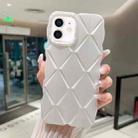 For iPhone 12 Metallic Paint Diamond Lattice Skin Feel Full Coverage Shockproof Phone Case(White) - 1