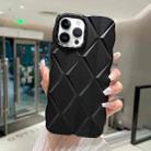 For iPhone 12 Pro Metallic Paint Diamond Lattice Skin Feel Full Coverage Shockproof Phone Case(Black) - 1