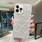 For iPhone 12 Pro Metallic Paint Diamond Lattice Skin Feel Full Coverage Shockproof Phone Case(White) - 1