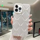 For iPhone 12 Pro Max Metallic Paint Diamond Lattice Skin Feel Full Coverage Shockproof Phone Case(White) - 1