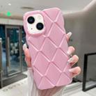 For iPhone 13 Metallic Paint Diamond Lattice Skin Feel Full Coverage Shockproof Phone Case(Pink) - 1