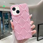 For iPhone 14 Metallic Paint Diamond Lattice Skin Feel Full Coverage Shockproof Phone Case(Pink) - 1