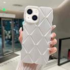 For iPhone 14 Plus Metallic Paint Diamond Lattice Skin Feel Full Coverage Shockproof Phone Case(White) - 1