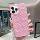 For iPhone 14 Pro Max Metallic Paint Diamond Lattice Skin Feel Full Coverage Shockproof Phone Case(Pink) - 1