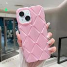 For iPhone 15 Plus Metallic Paint Diamond Lattice Skin Feel Full Coverage Shockproof Phone Case(Pink) - 1