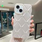 For iPhone 15 Plus Metallic Paint Diamond Lattice Skin Feel Full Coverage Shockproof Phone Case(White) - 1