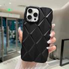 For iPhone 15 Pro Metallic Paint Diamond Lattice Skin Feel Full Coverage Shockproof Phone Case(Black) - 1