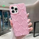 For iPhone 15 Pro Metallic Paint Diamond Lattice Skin Feel Full Coverage Shockproof Phone Case(Pink) - 1