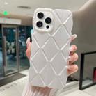 For iPhone 15 Pro Metallic Paint Diamond Lattice Skin Feel Full Coverage Shockproof Phone Case(White) - 1