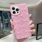 For iPhone 15 Pro Max Metallic Paint Diamond Lattice Skin Feel Full Coverage Shockproof Phone Case(Pink) - 1