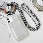 For iPhone 11 Metallic Paint Skin Feel Full Coverage Shockproof Phone Case with Card Bag + Lanyard(White) - 1